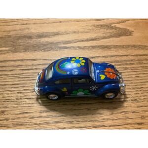 Kinsmart 1967 Volkswagen Beetle Car pullback die-cast toy hippy flowers blue VW
